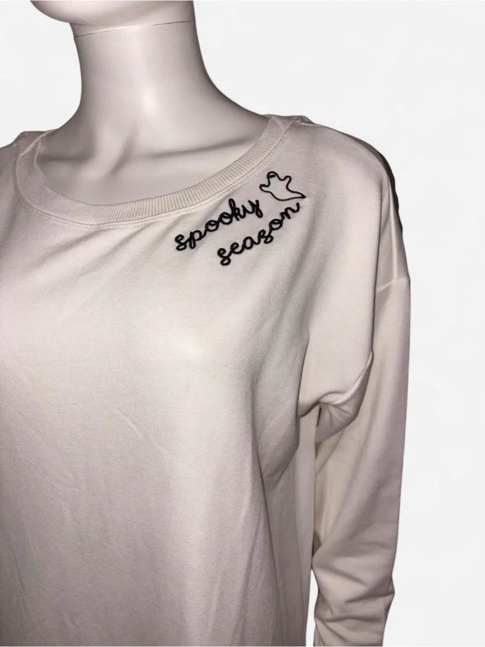 Cynthia Rowley Cream Long Sleeve Pullover with Embroidered Accent
